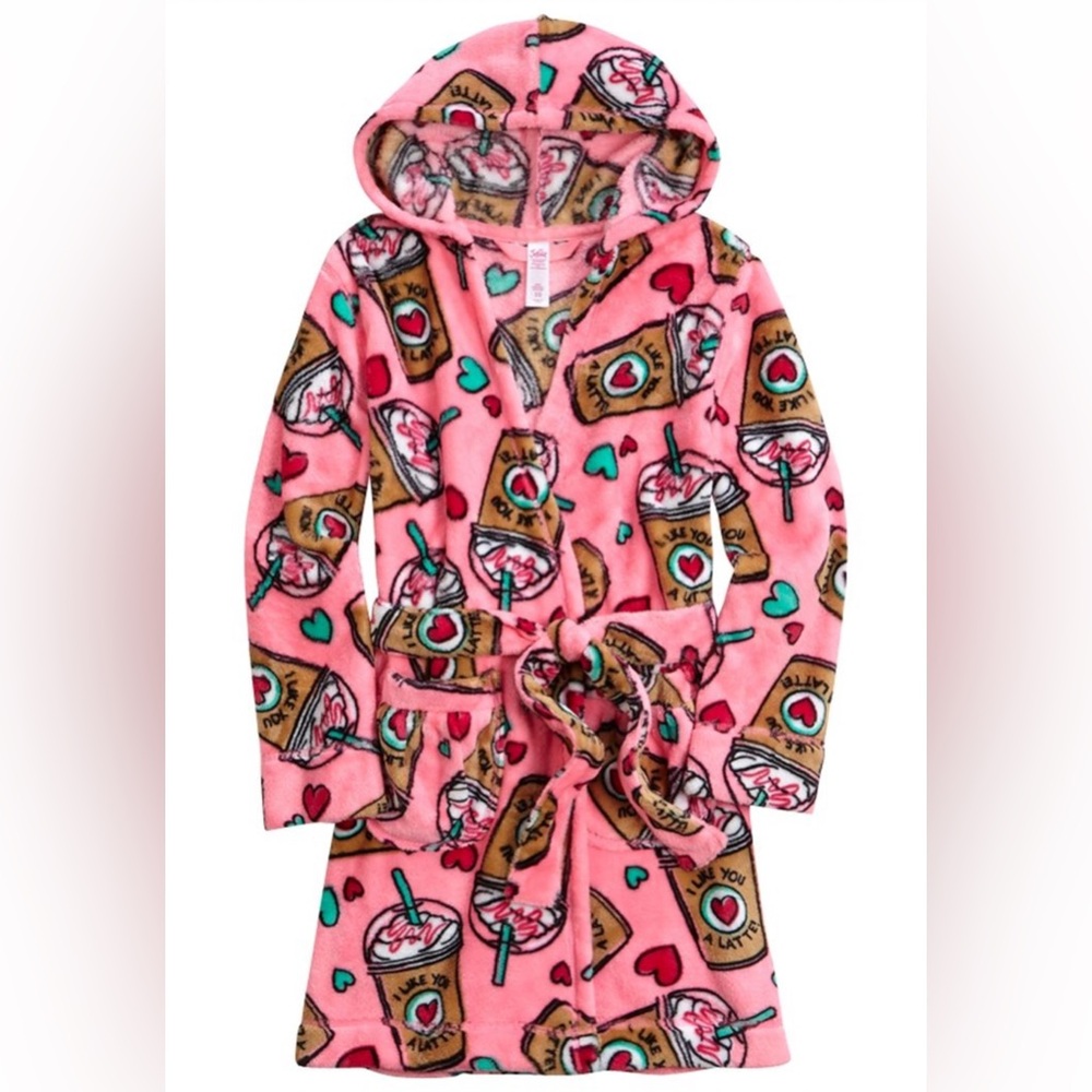 Justice Pink Kids Pajama Robe with Fun Print